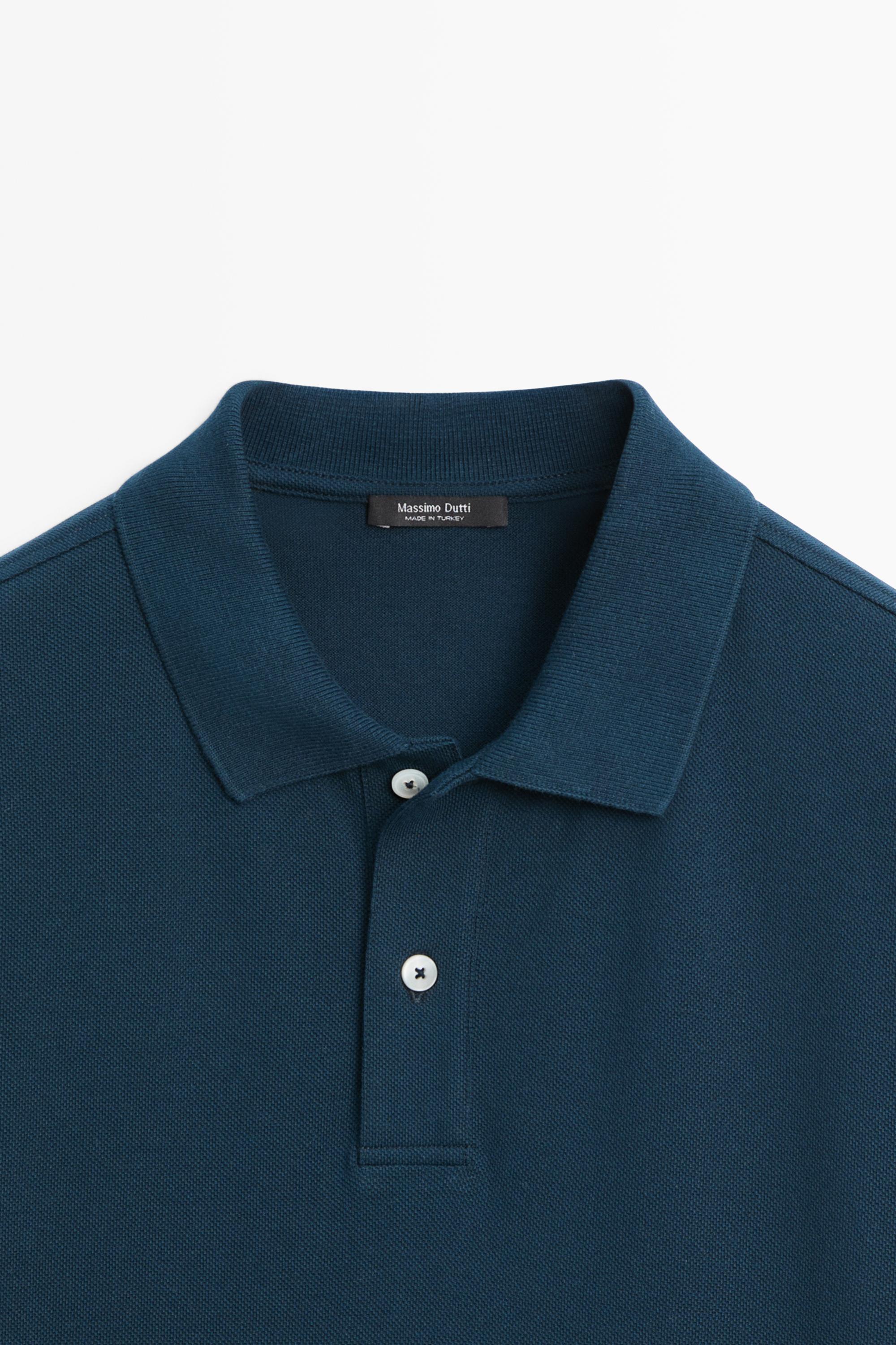 Micro-textured cotton piqué polo shirt